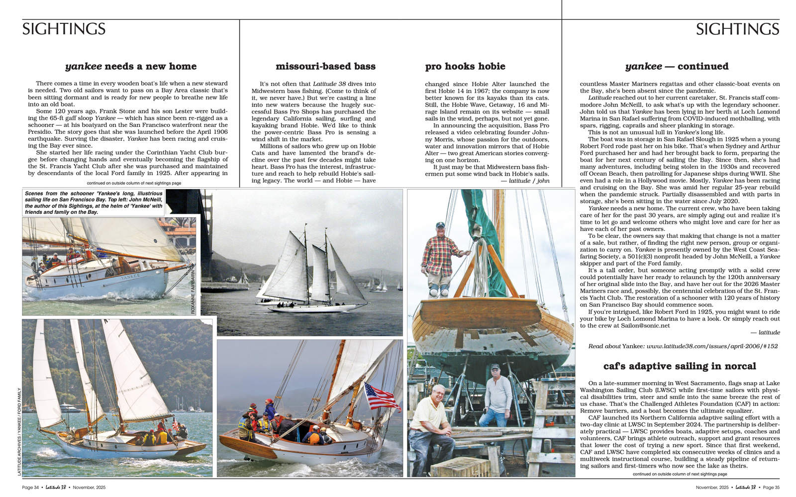 Latitude 38 magazine Sightings column November 2025