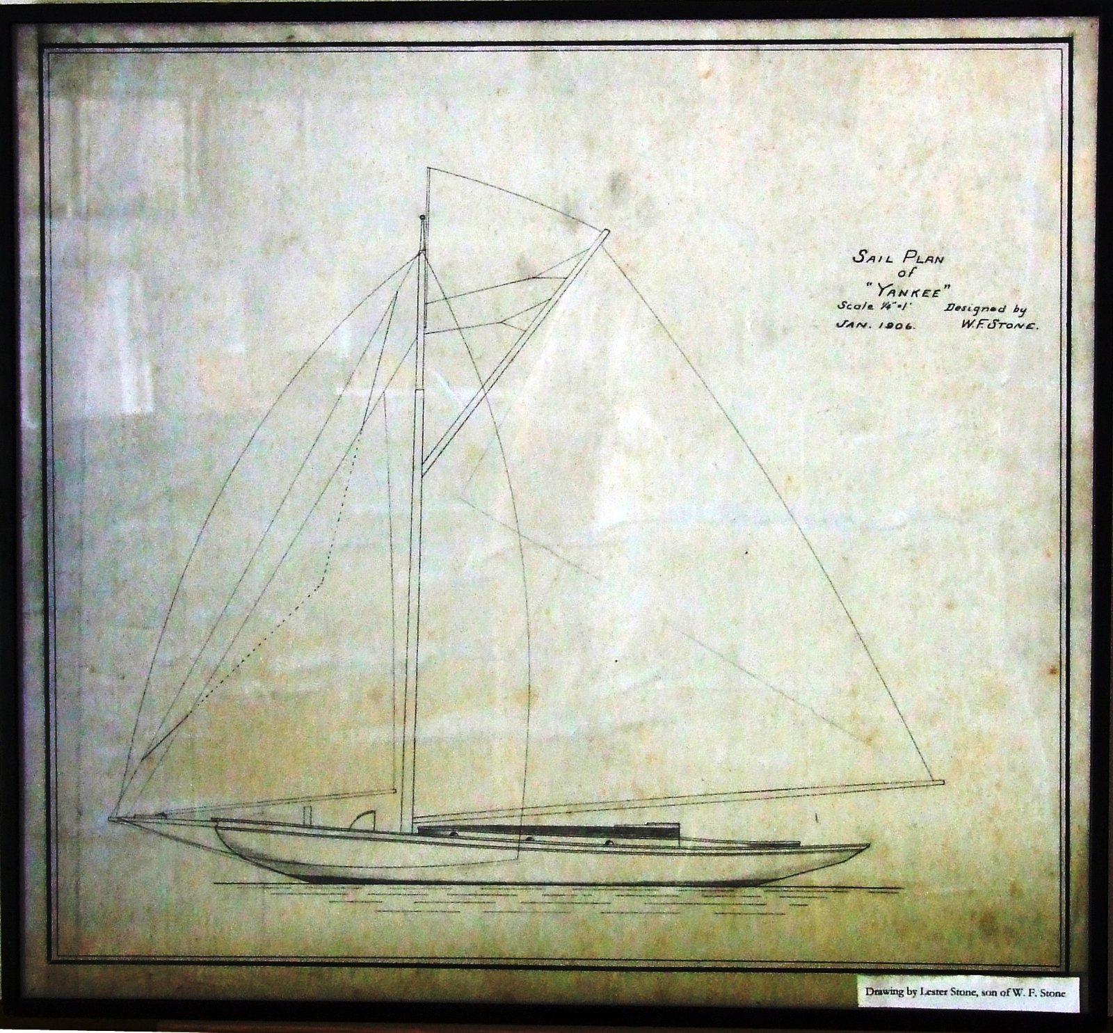 The sail plan of Yankee from the Stone Boatyard loft drawings